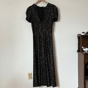 MADEWELL Floral Black Midi Dress